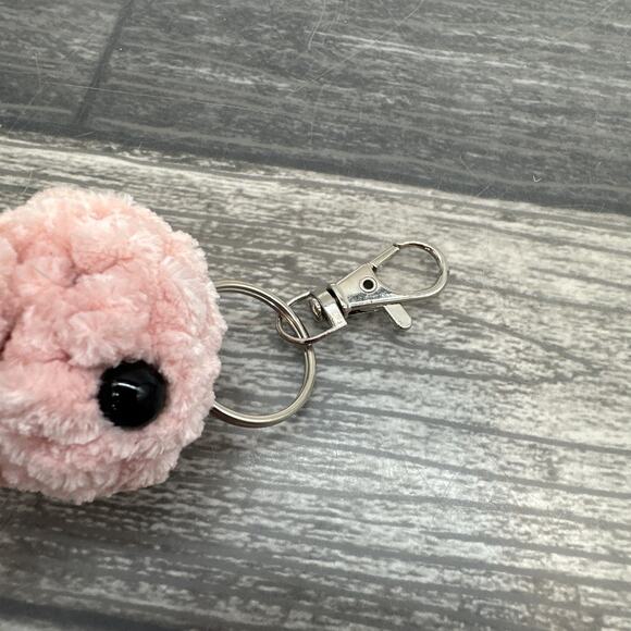 Handmade Pink Octopus Crocheted Amigurumi Key Chain With Clip {KK} - Picture 4 of 8